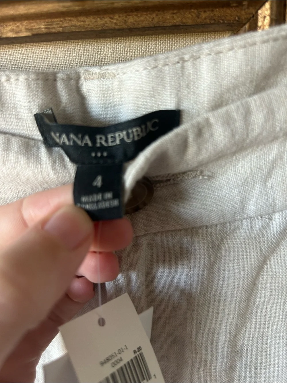 Banana Republic Women's Light Beige Linen-Blend Trousers